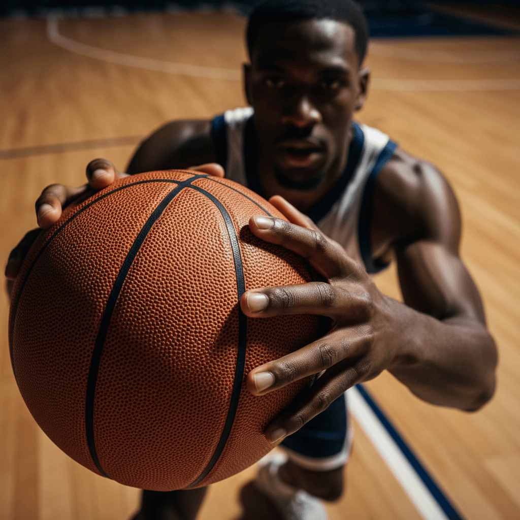 Basketball player taking a shot during training session