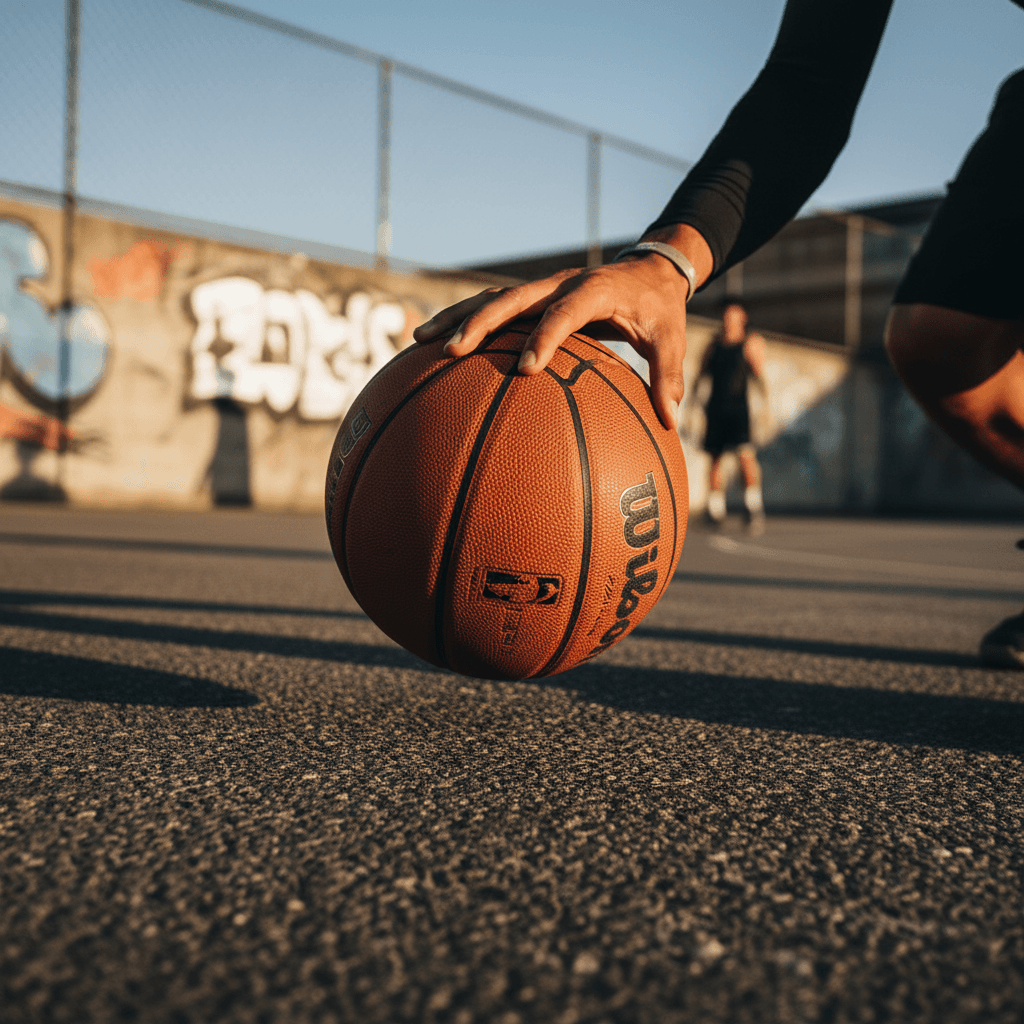 Close-up of proper basketball grip and hand positioning technique